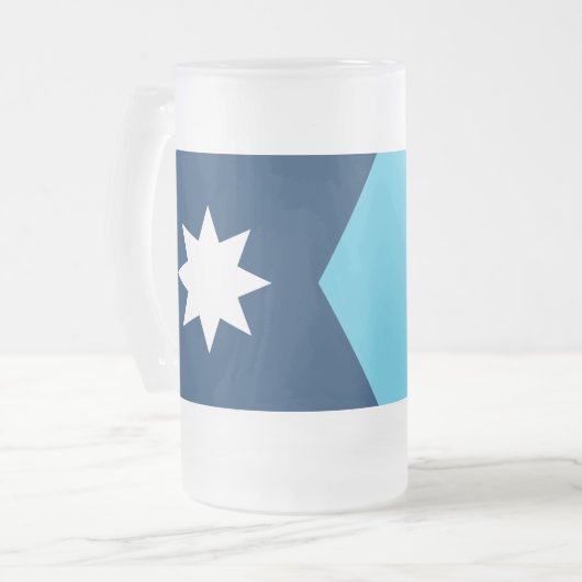Mug en verre dépoli avec le drapeau du Minnesota,  (Devant gauche)
