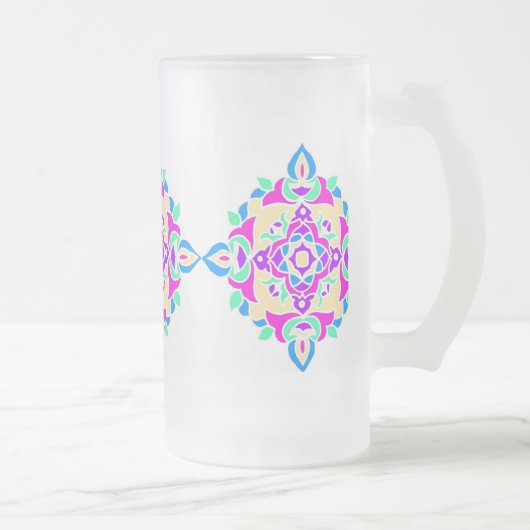 Mug en verre dépoli avec Motif Rangoli (Droit)