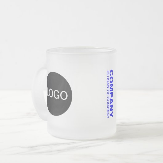 Mug en verre dépoli de marque unique (logo et nom) (Devant gauche)