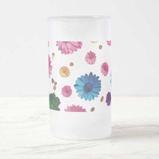 Mug en verre dépoli - Design d'explosion florale ( (Centre)