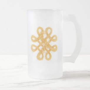 MUG EN VERRE DÉPOLI HAUT AU NOEUD CELTIQUE OR