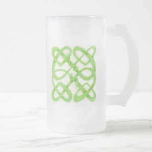 MUG EN VERRE DÉPOLI HAUT AU NŒUD CELTIQUE VERT