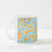 Mug en verre dépoli, Papillons d'or sur Sky Blue (Gauche)