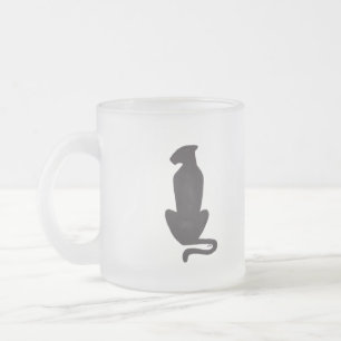 Mug en verre dépoli silhouette de chat noir