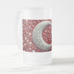 Mug en verre givré avec design aux couleurs turque