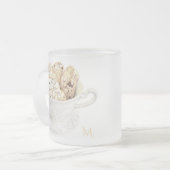 Mug en verre givré BISCOTTI + Initiale (Devant gauche)
