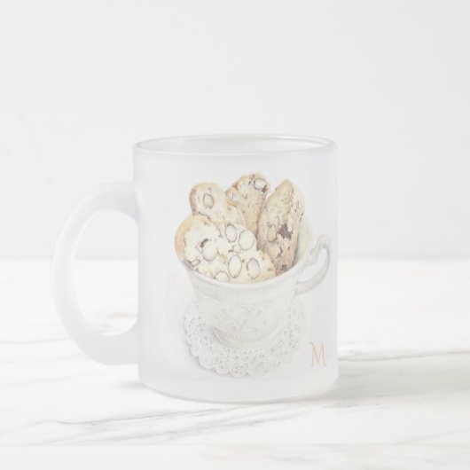 Mug en verre givré BISCOTTI + Initiale (Gauche)