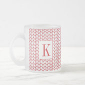 Mug en verre givré RED LINE KNIT + Initiale (Gauche)