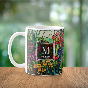 Mug en verre personnalisé à motif de fleurs sauvag