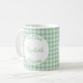 Mug En vichy en plaid vert et blanc avec nom (Devant gauche)