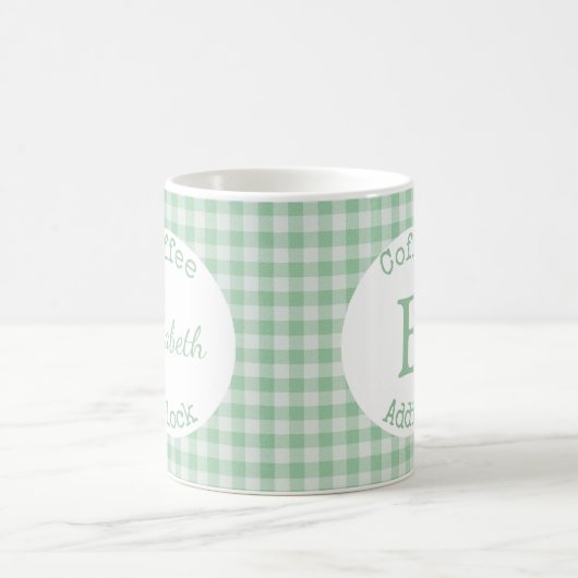 Mug En vichy en plaid vert et blanc avec nom (Centre)