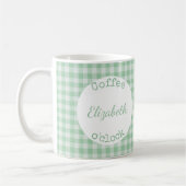 Mug En vichy en plaid vert et blanc avec nom (Gauche)