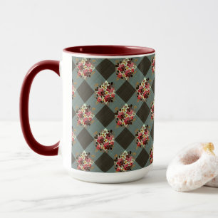 Mug En vichy gris et Bourgogne