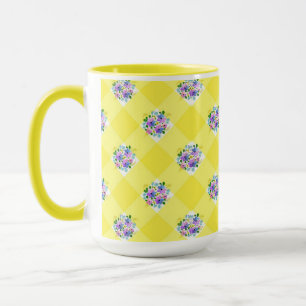 Mug En vichy jaune et bleu pourpre Pays Floral