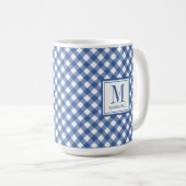 Mug en vichy Plaid Blue Nom personnalisé Anniversaire (Devant droit)