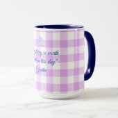 Mug en vichy violet Goethe citation (Devant droit)