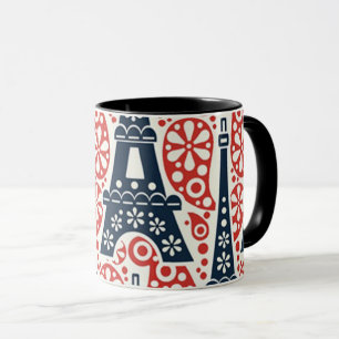 Mug Enamel Paris Folk Floral Combo