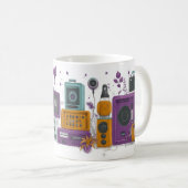 Mug Enceintes audio de style rétro entourées de roses (Devant droit)