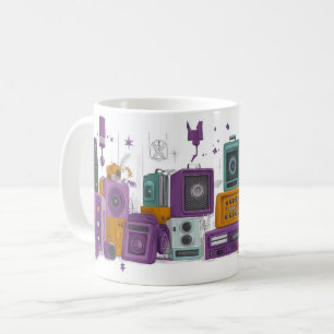 Mug Enceintes audio de style rétro entourées de roses