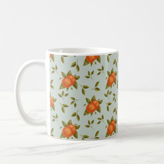 Mug Enchanter Oranges Motif sur fond Turquoise clair (Gauche)