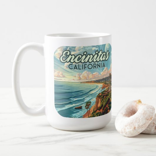 Mug Encinitas California San Diego Beach Vintage (Avec donut)