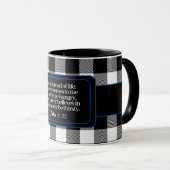 Mug Encourageant Verset Biblique, Noir Et Blanc Plaid (Devant droit)