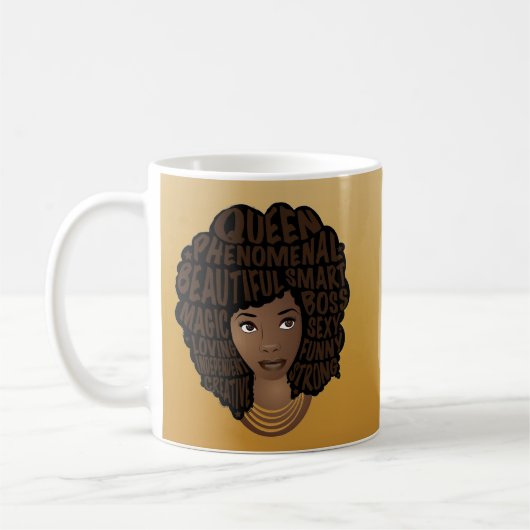 Mug Encouragez les femmes noires, l'or jaune, vos init (Gauche)