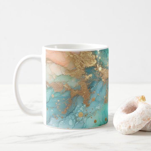 Mug Encre alcoolique bleue et verte (Avec donut)