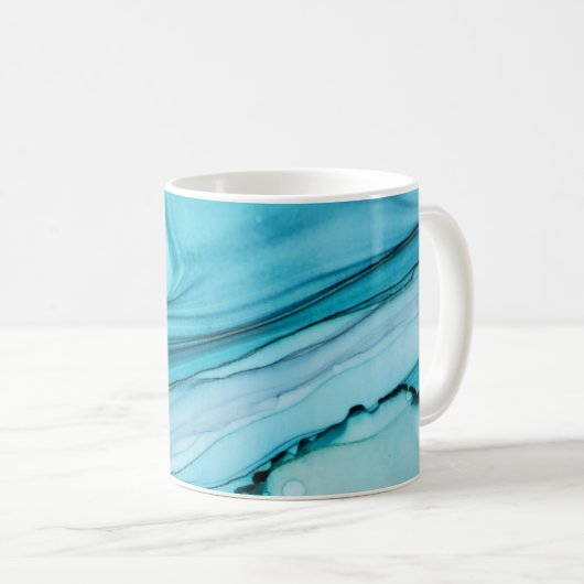 Mug Encre d'alcool bleu vague (Devant droit)