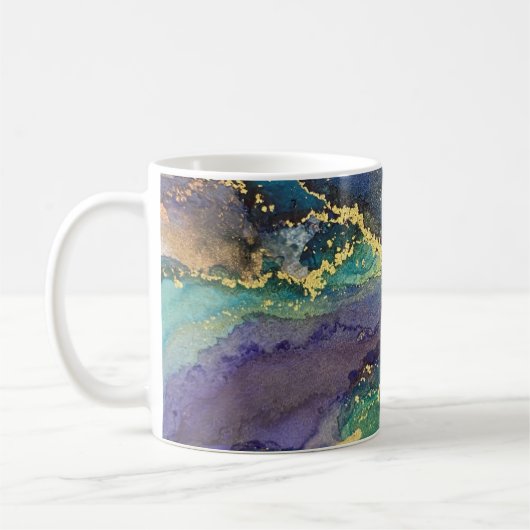 Mug Encre d'alcool d'or multicolore Liquide Art Abstra (Gauche)