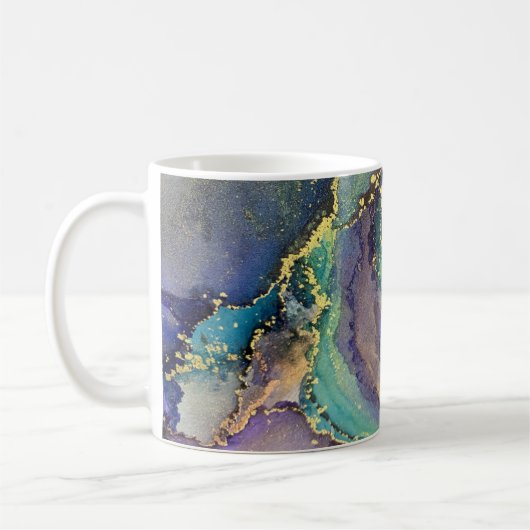 Mug Encre d'alcool d'or multicolore Liquide Art Abstra (Gauche)