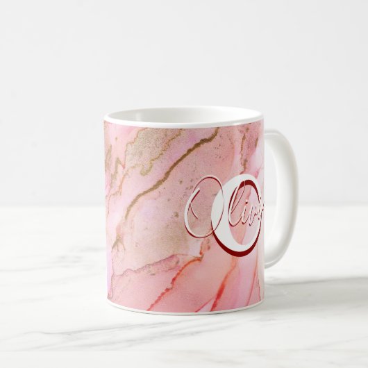 Mug Encre D'Alcool Fluide Rose Doux (Devant droit)