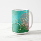 Mug encre d'alcool rose, verte et turquoise (Devant droit)