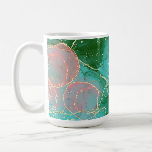 Mug encre d'alcool rose, verte et turquoise (Gauche)