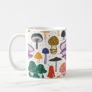 Mug Encre de champignons de forêt Texture Vintage