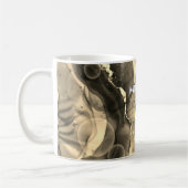 Mug Encre Liquide Tons Sépia, Monogramme & Nom (Gauche)