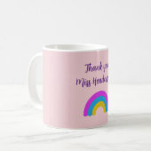 Mug End of Year Teacher Gift Thank You Rainbow Name  (Devant gauche)