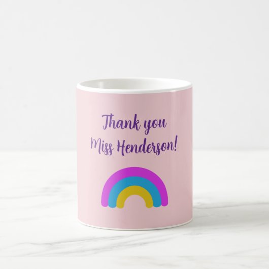 Mug End of Year Teacher Gift Thank You Rainbow Name  (Centre)