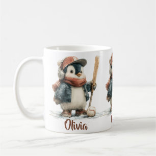 Mug Enfant de softball personnalisé de pingouin d'hive