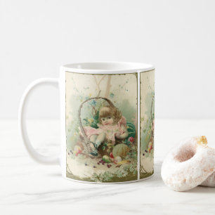 Mug Enfant victorienne vintage, fille panier de fruits