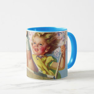 Mug Enfant vintage, Fille se balançant sur un arbre Jo