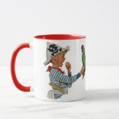 Mug Enfant vintage, Garçon Jouant Pirate Parrot Bird (Gauche)
