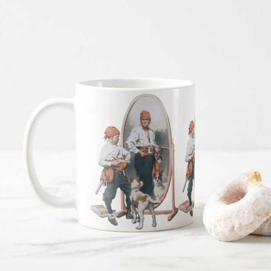 Mug Enfant vintage, Petit Pirate, Chien, Miroir, Bouca (Avec donut)