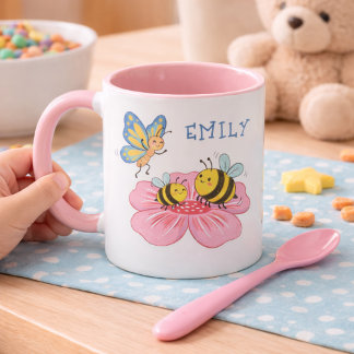 Mug Enfants abeille et papillon adorables