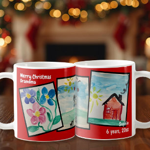 Mug Enfants Art Dessins texte personnalisés rouge de N