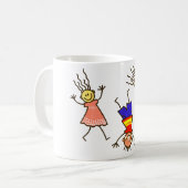 Mug enfants, bâtons de figurines, heureux (Devant gauche)