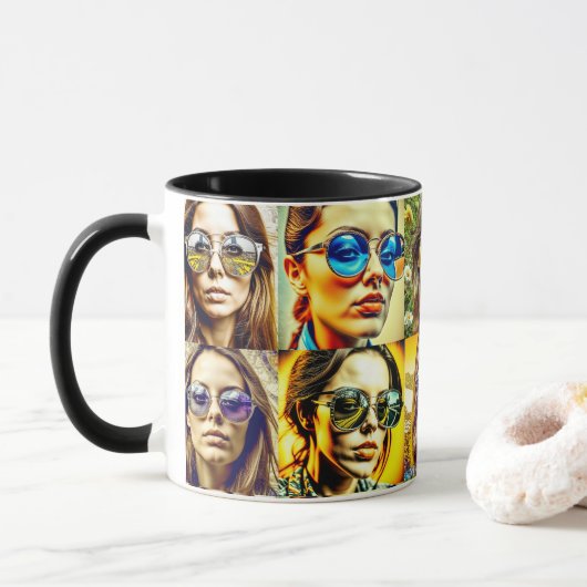 Mug Enfants cool en lunettes de soleil AI Art (Avec donut)