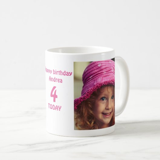 Mug Enfants customisés Age et photos Anniversaire (Devant droit)