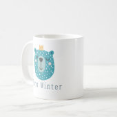 Mug Enfants Cute Ours Bleu Scandi avec couronne Nom pe (Devant gauche)