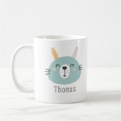 Mug Enfants Cute Scandi Bunny Nom personnalisé (Gauche)